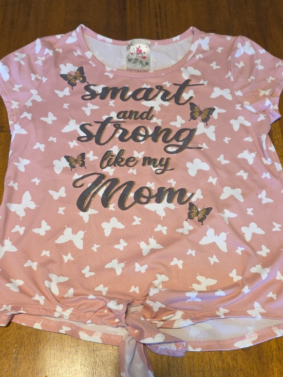 Jenna & Jessie Other - Girls Pink 'Smart and Strong Like My Mom' Tee